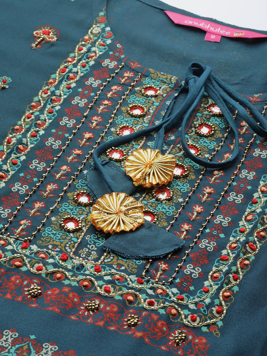 Women Teal Green Printed Kurta with Palazzos & Dupatta