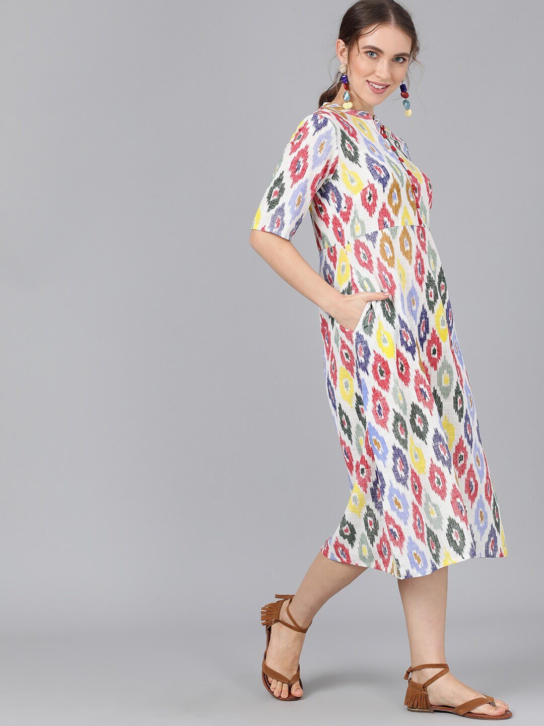 Women's  Multicoloured Printed A-Line Dress - AKS
