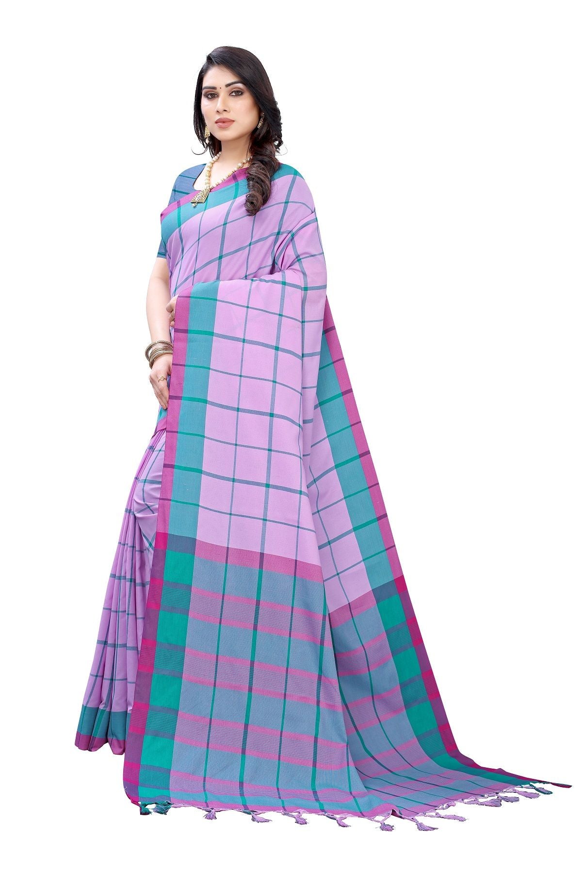 Women's Vamika Lavendar Cotton Silk Weaving Saree - Vamika