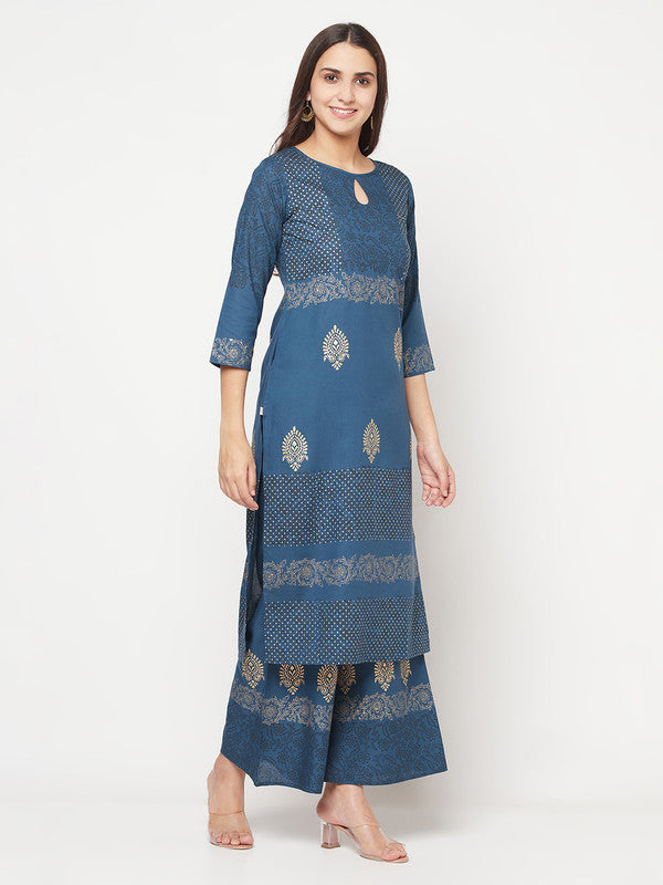 Women's Rayon Block print straight kurta,Bl