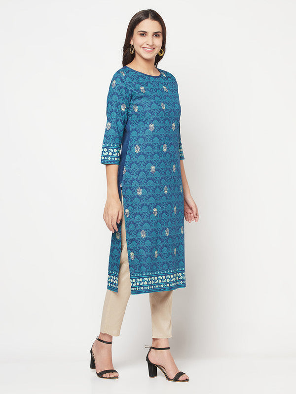 Women's Rayon Digital Screen print straight kurta,Golden/Bei