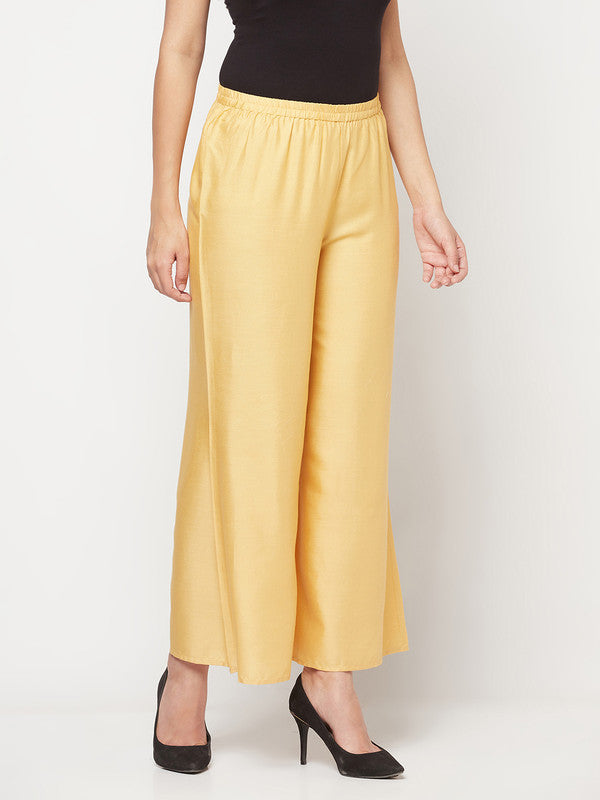 Women's Rayon Flared slip-on Palazzo,Golden/Bei