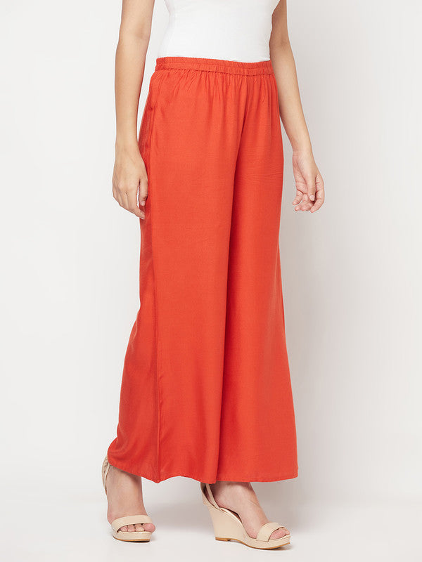 Women's Rayon Flared slip-on Palazzo,Ru