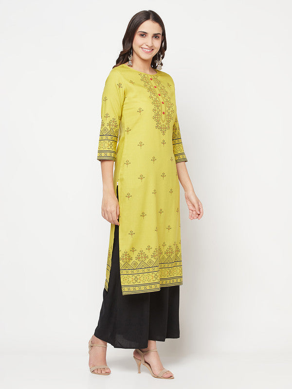 Women's Rayon Digital Screen print straight kurta,Parrot Gre