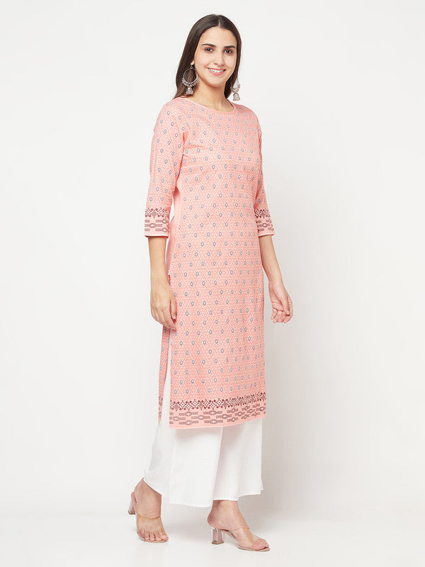 Women's Rayon Digital Screen print straight kurta,Pea