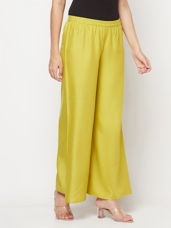 Women's Rayon Flared slip-on Palazzo,Parrot Gre