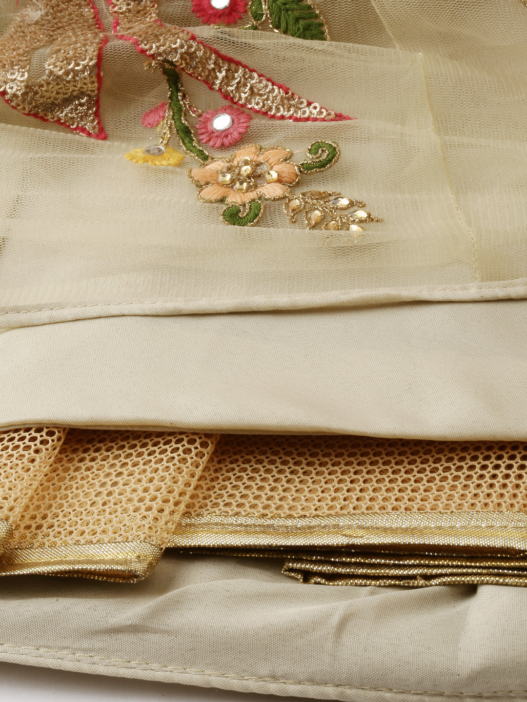 Women's Cream Net  Thread And Stone Work Lehenga Choli - Royal Dwells