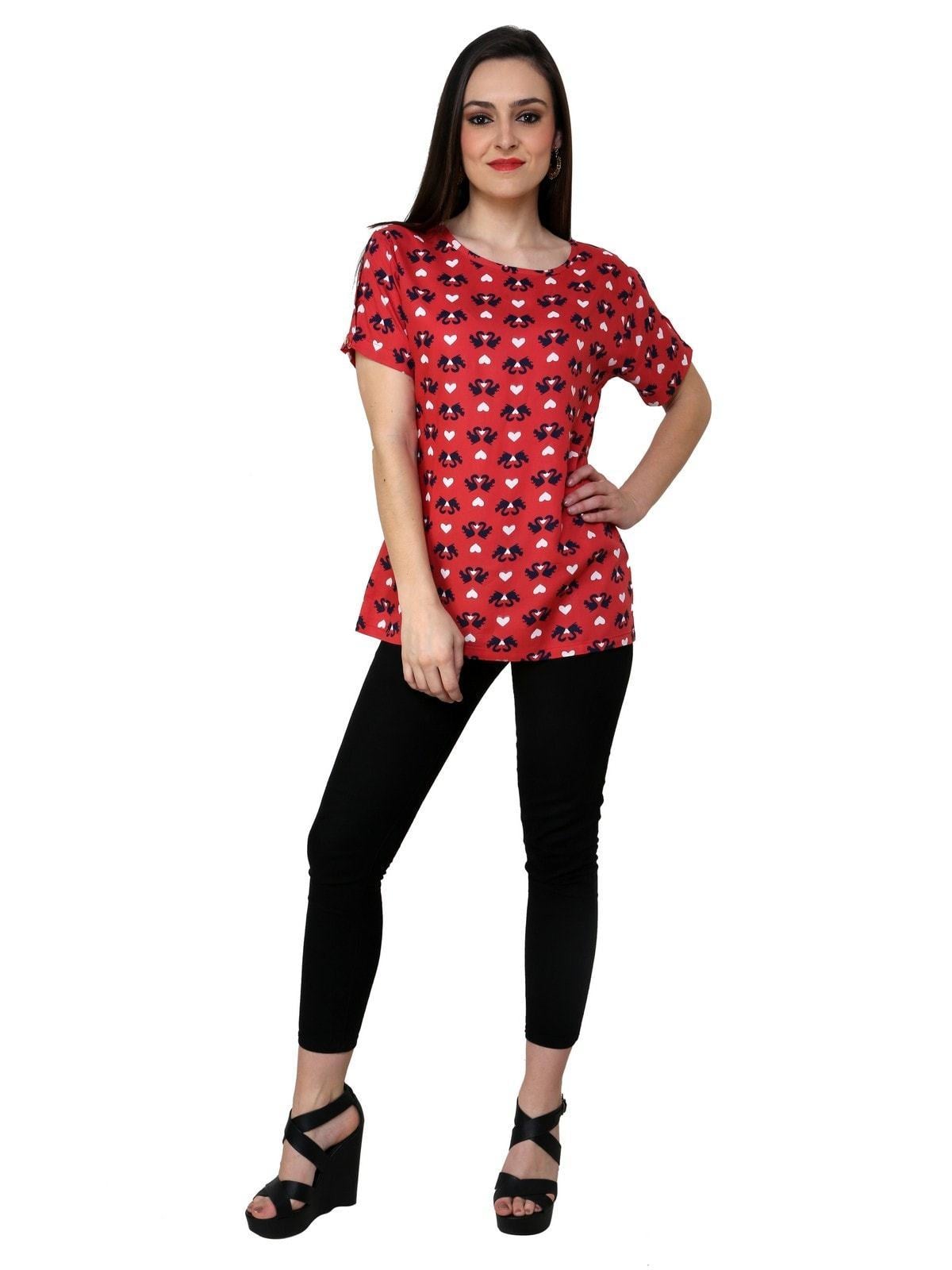 Women's Coral Printed Top - Pannkh