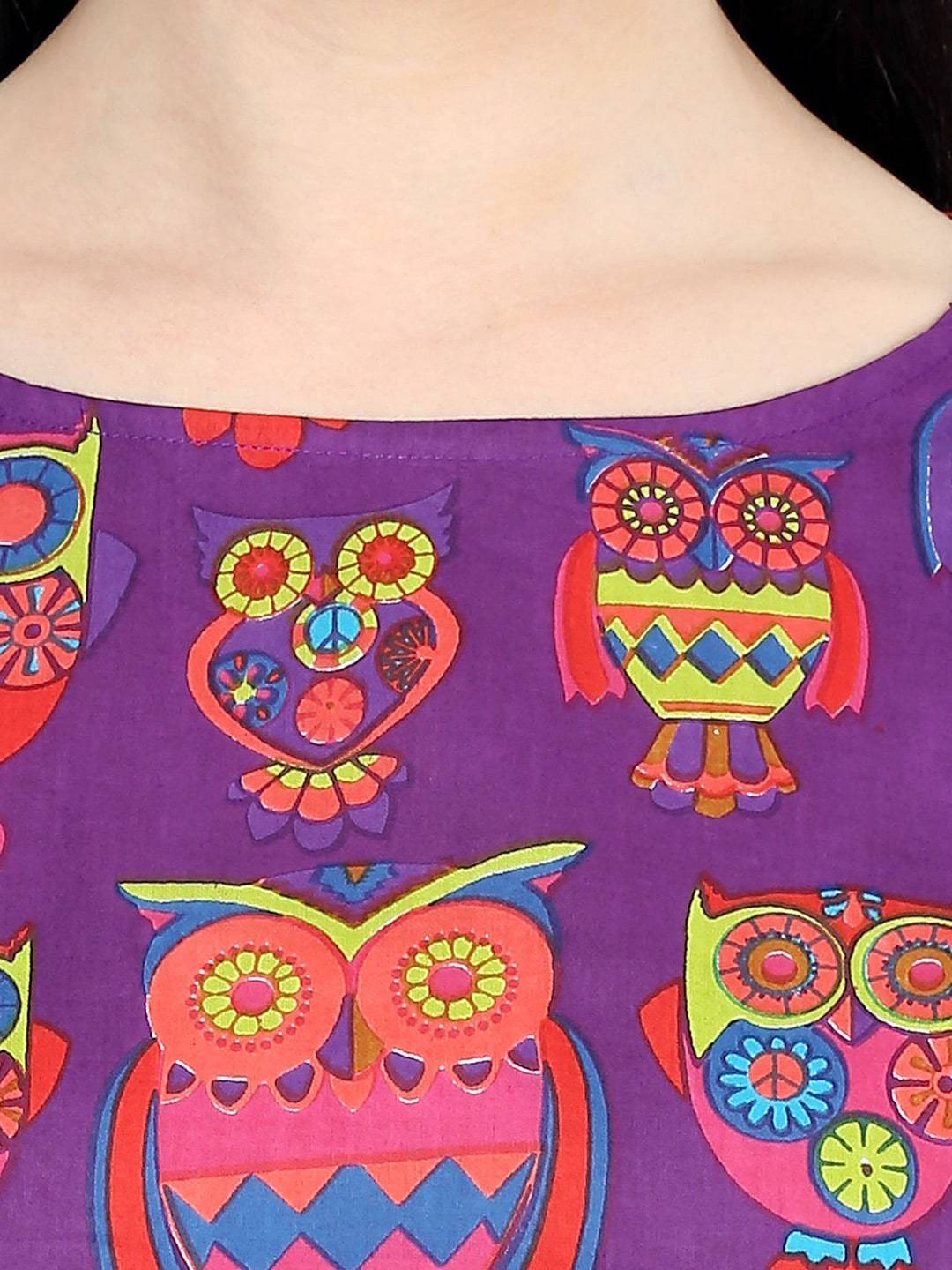 Women's Owl Print Top - Pannkh