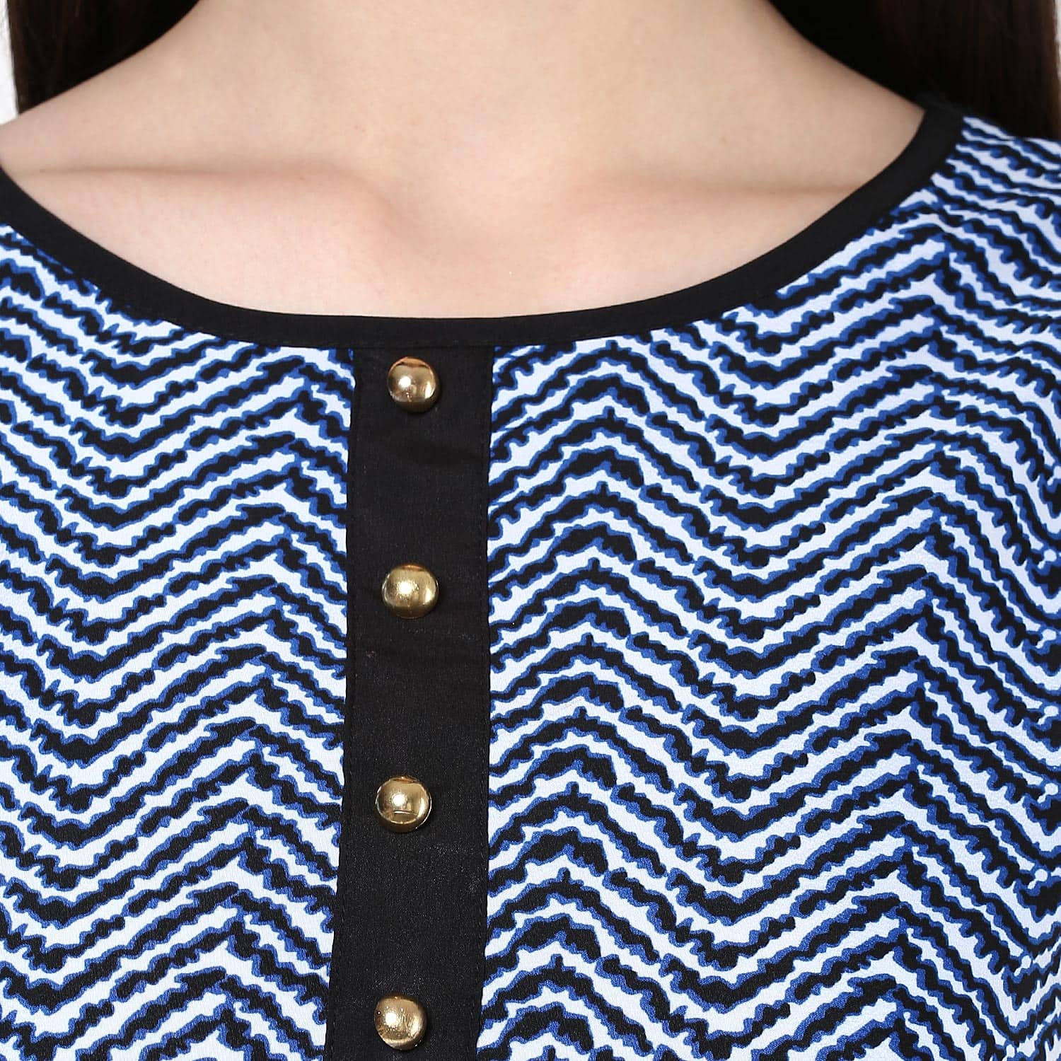 Women's Blue Buttoned Crop Top - Pannkh