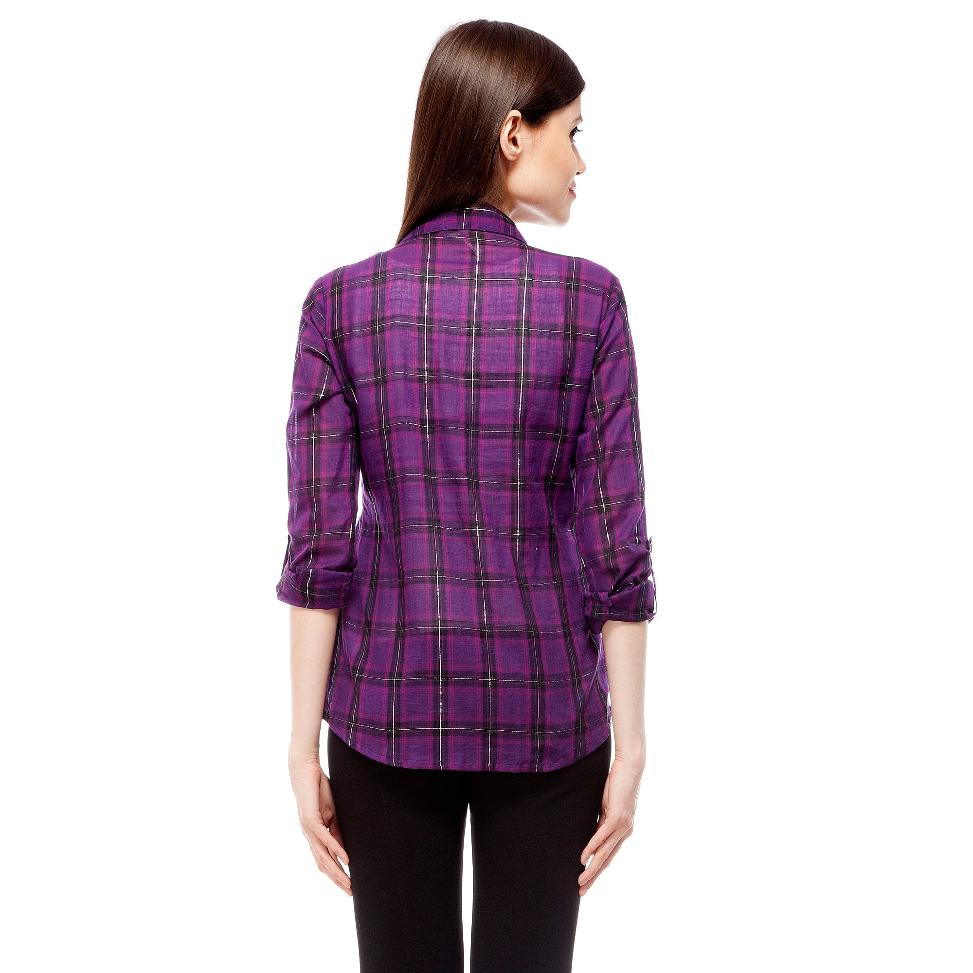 Women's Purple Check Shirt - StyleStone