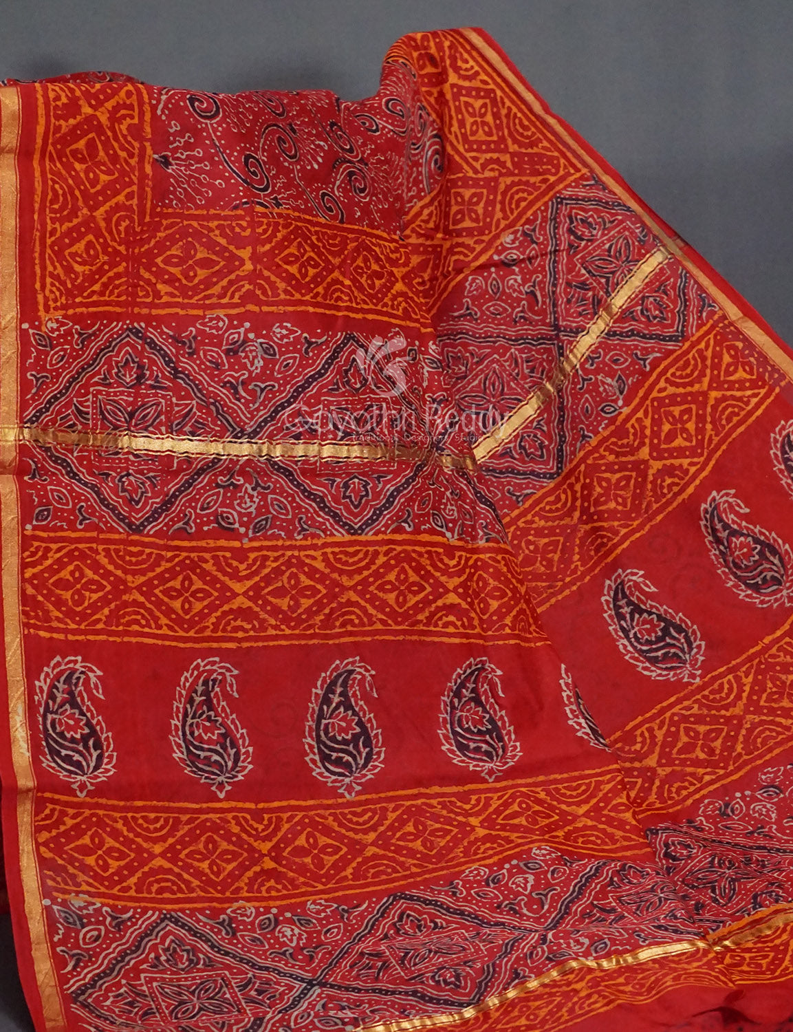 Women's Red Chanderi Printed Saree - Gayathri Sarees