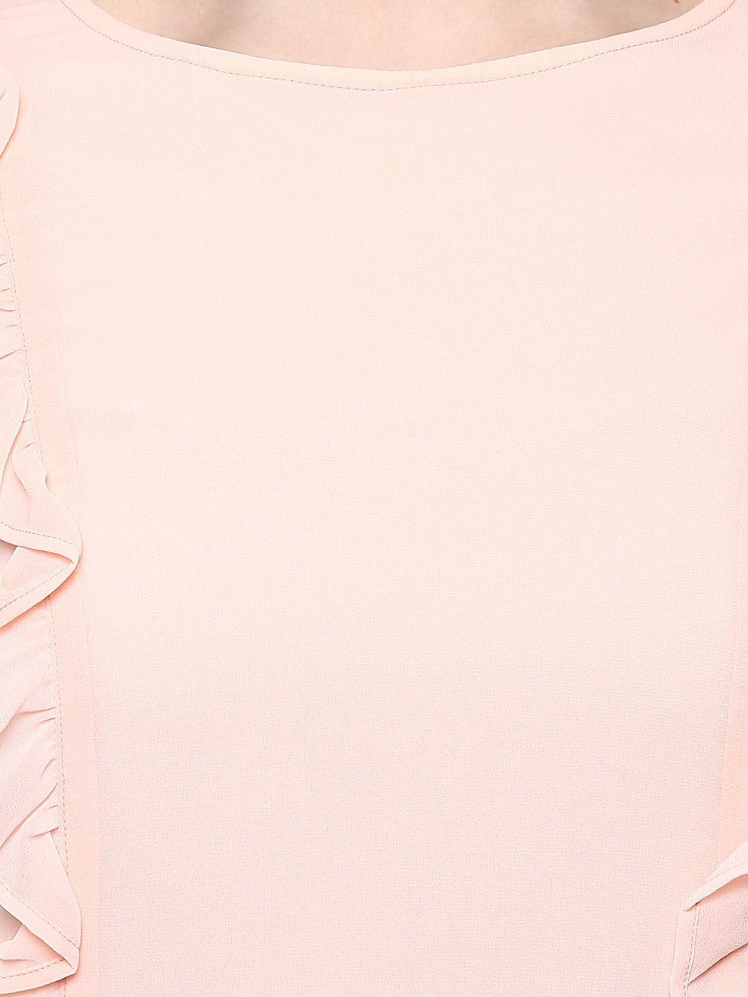 Women's  Pink Side Ruffle Georgette Top - StyleStone