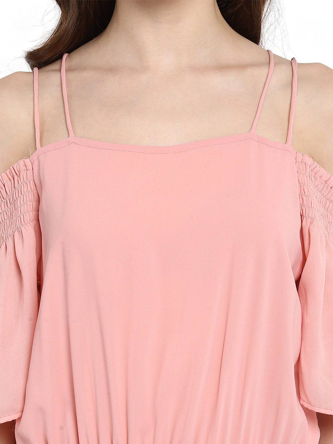 Women's  Pink Cold Shoulder Jumpsuit - StyleStone