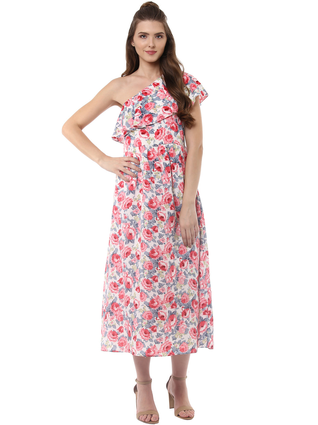 Women's Floral One Shoulder Maxi Dress - StyleStone