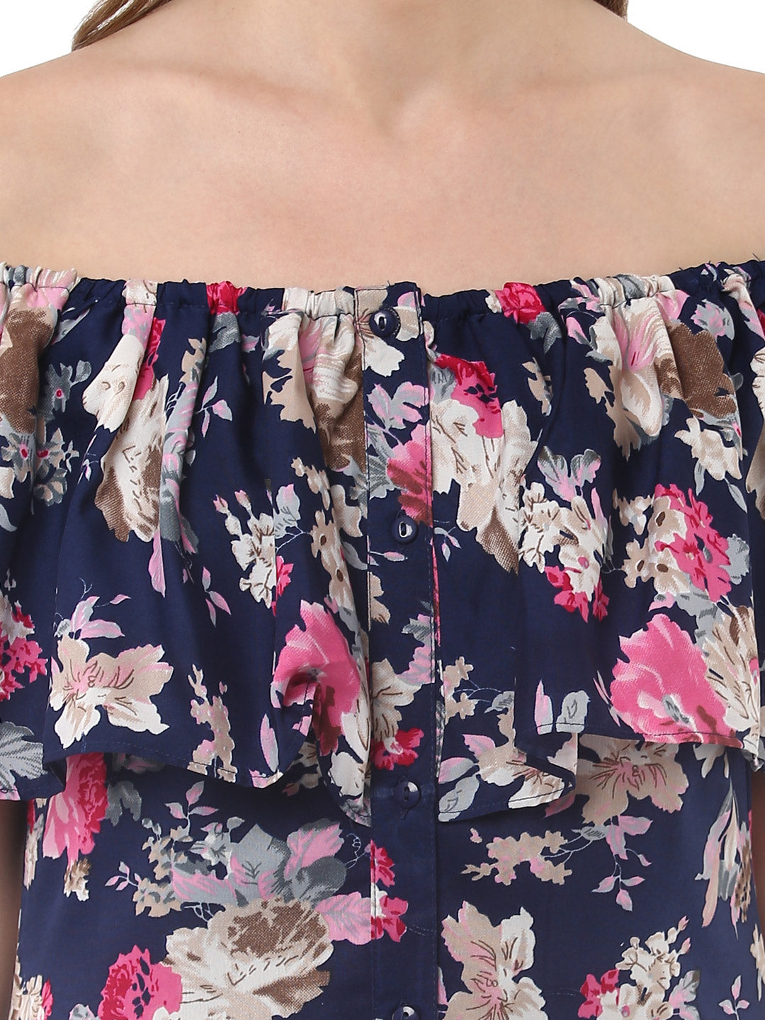 Women's Polyester Crepe Off Shoulder Dress - StyleStone