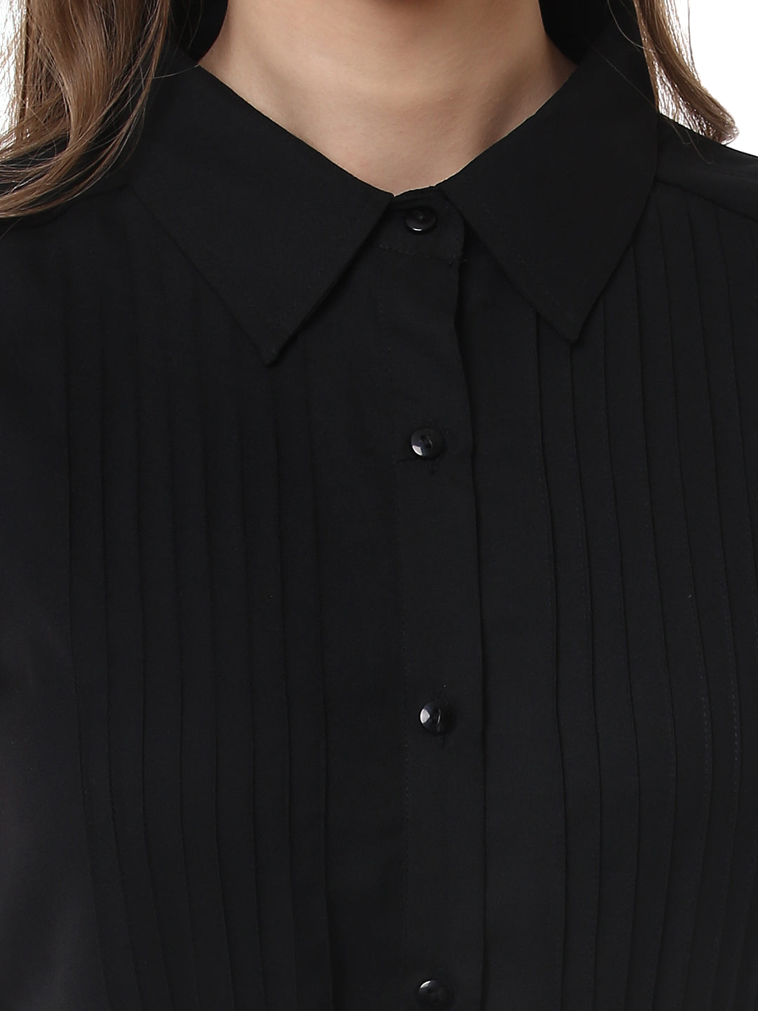 Women's Black Polyester Midi Dress - StyleStone