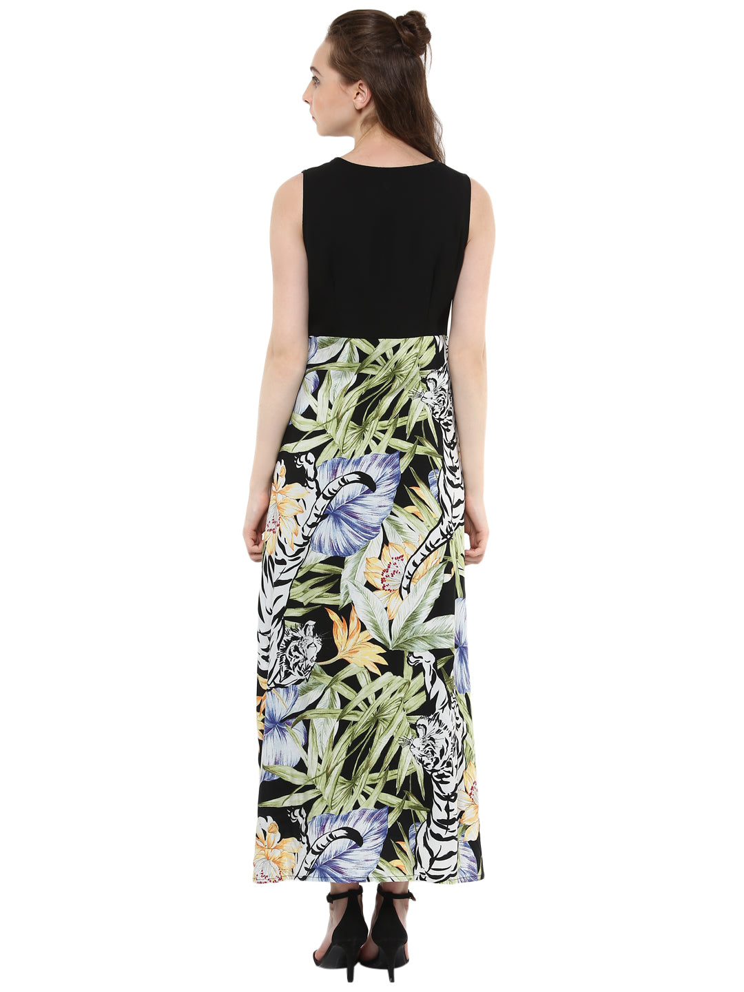Women's Long Maxi Dress with Tropical Print - StyleStone