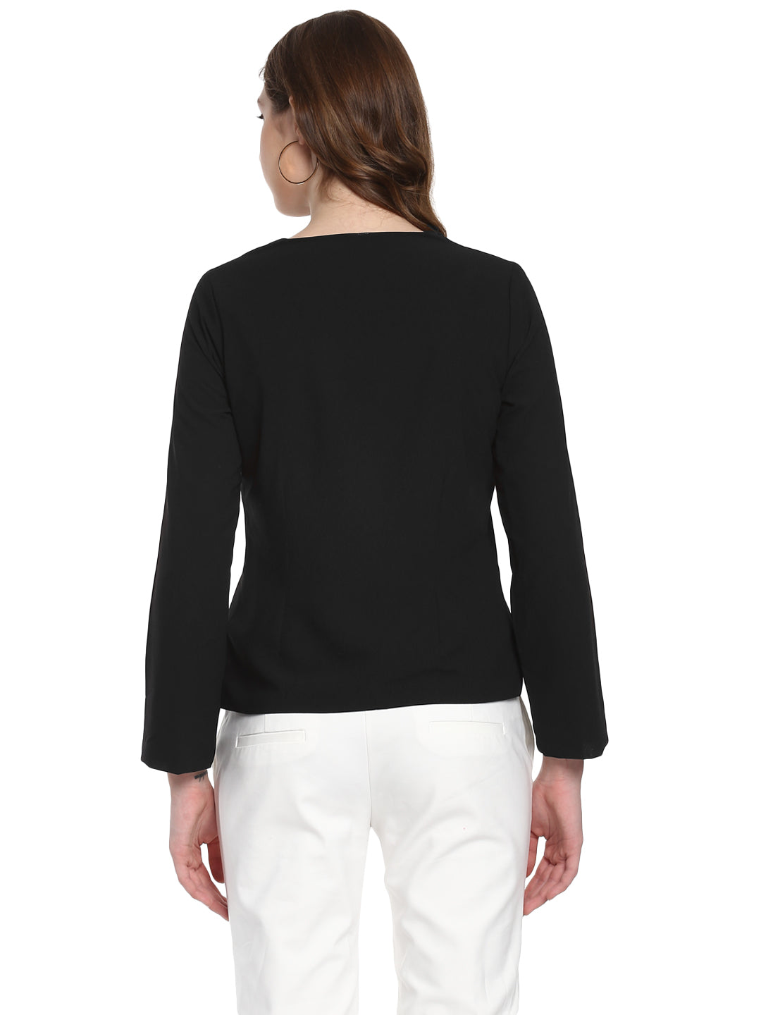 Women's  Black Polyester Blazer - StyleStone