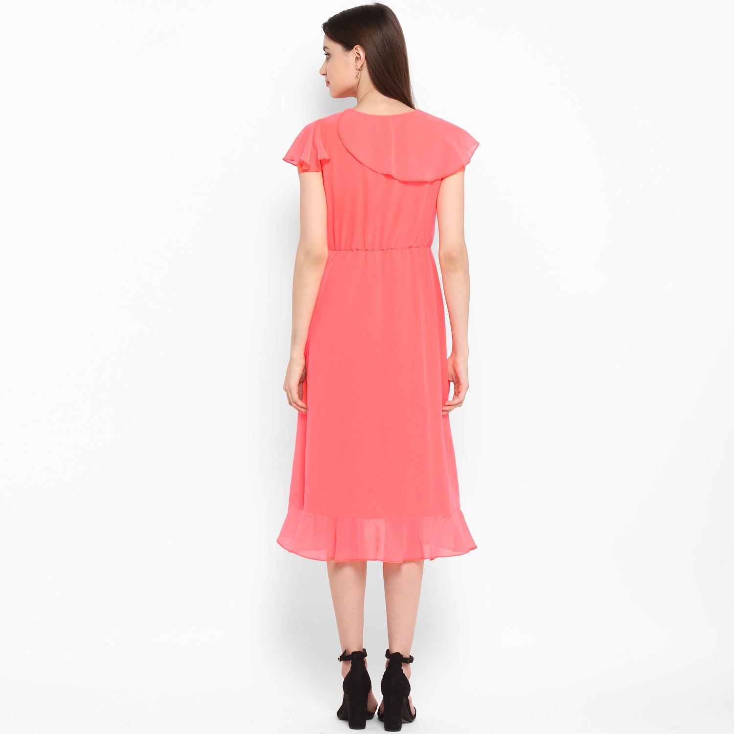 Women's Pink Cascade Ruffled Dress - StyleStone
