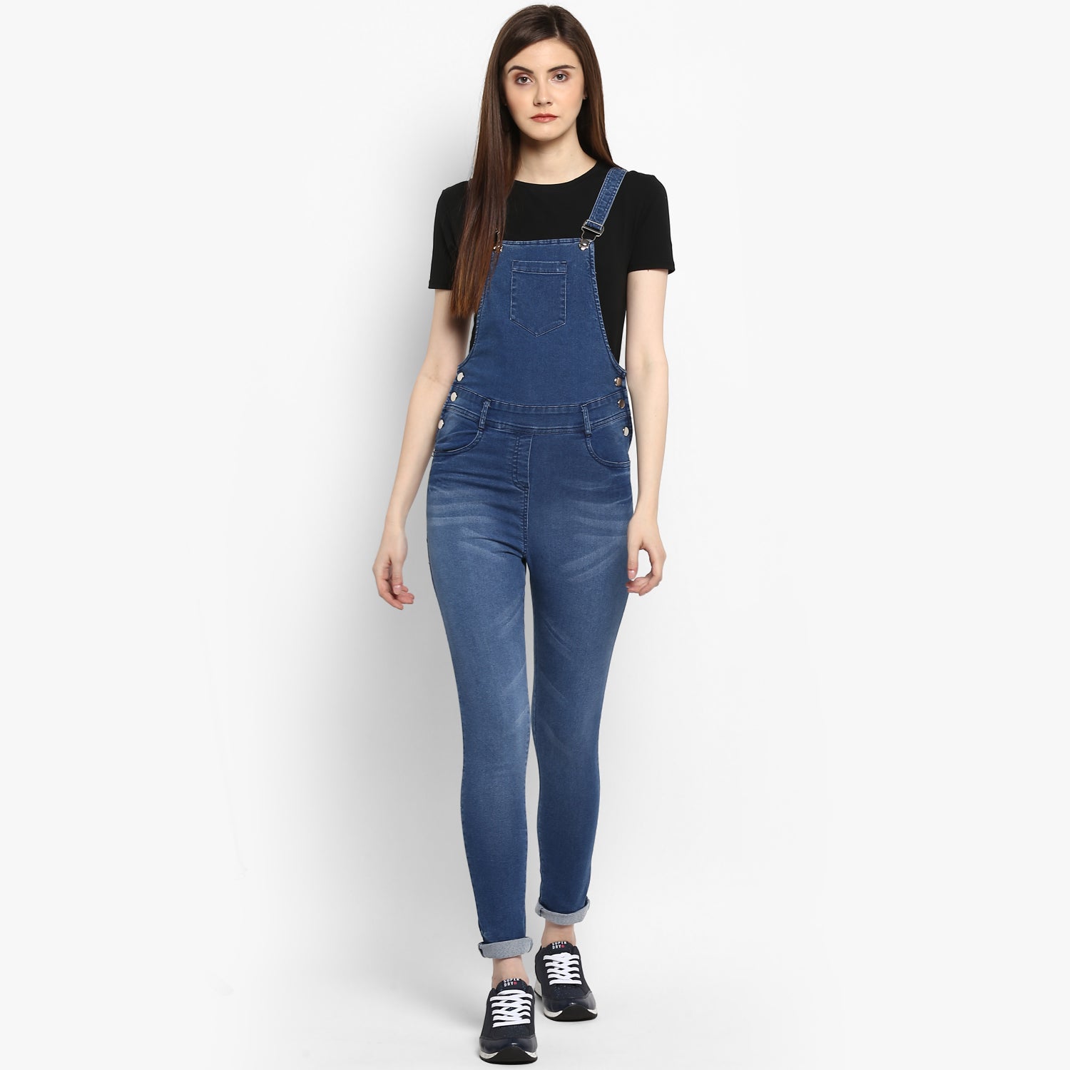 Women's Stretchable Denim Washed effect Dungarees(inner not provided) - StyleStone