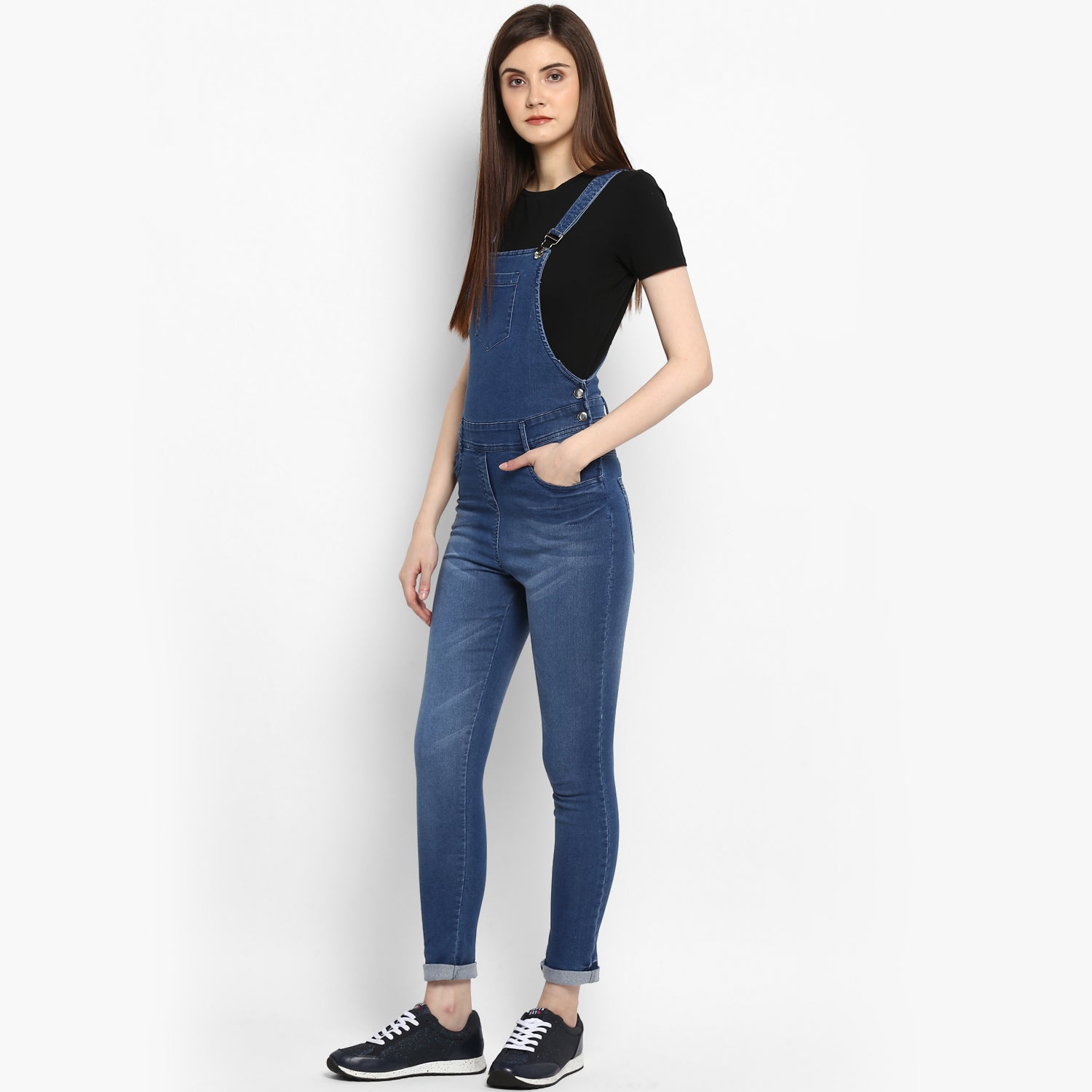Women's Stretchable Denim Washed effect Dungarees(inner not provided) - StyleStone