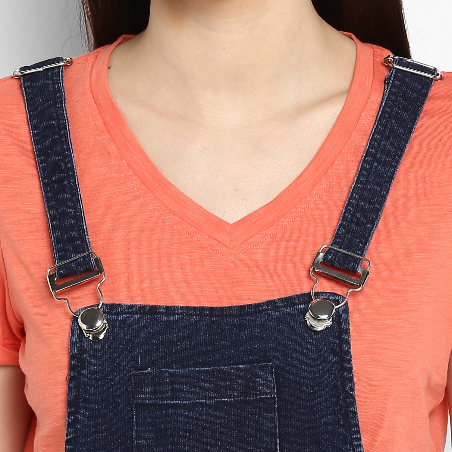 Women's Stretchable Denim Washed effect Shorts Style Dungarees(inner not provided) - StyleStone