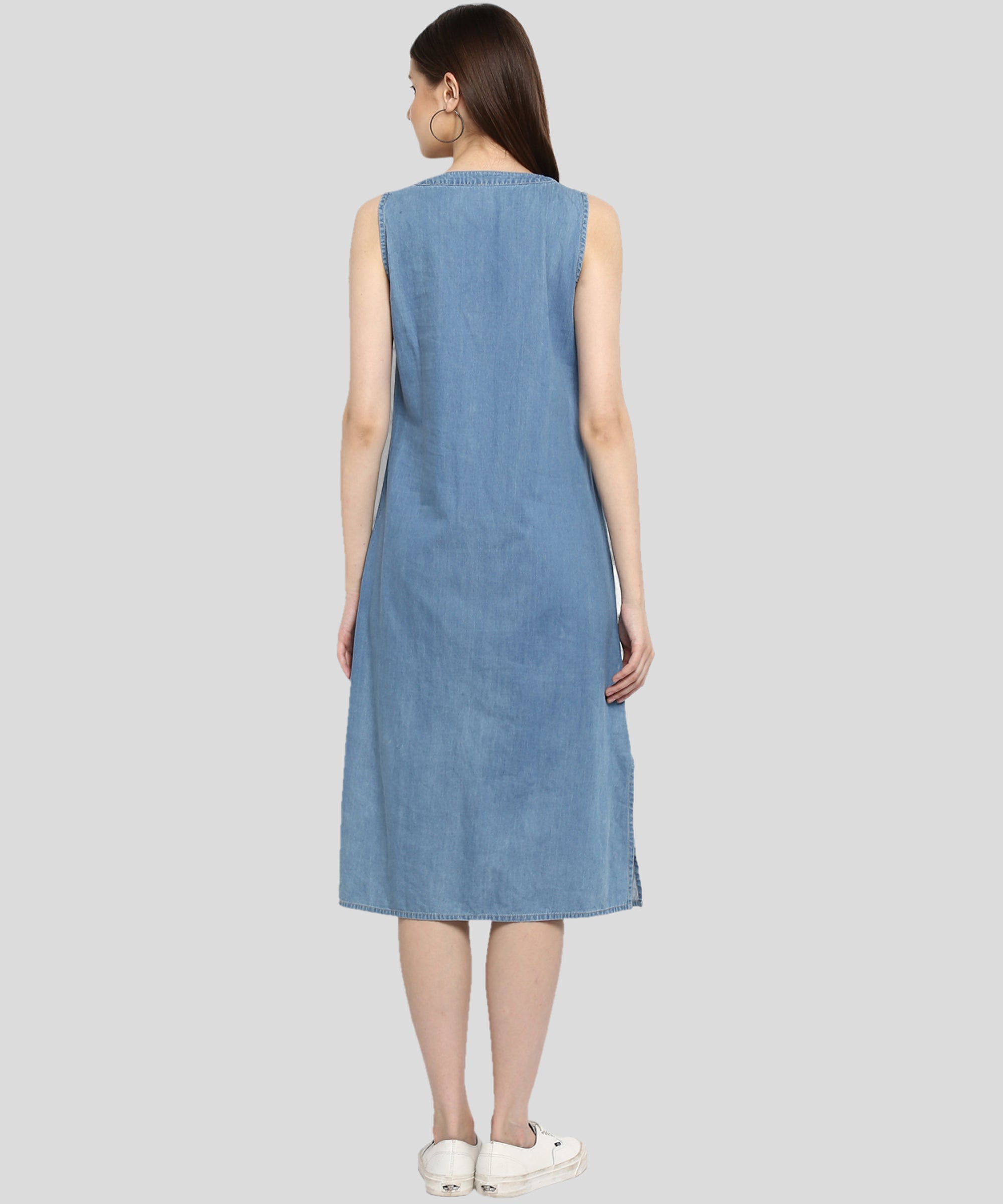 Women's Denim Mid Length dress - StyleStone