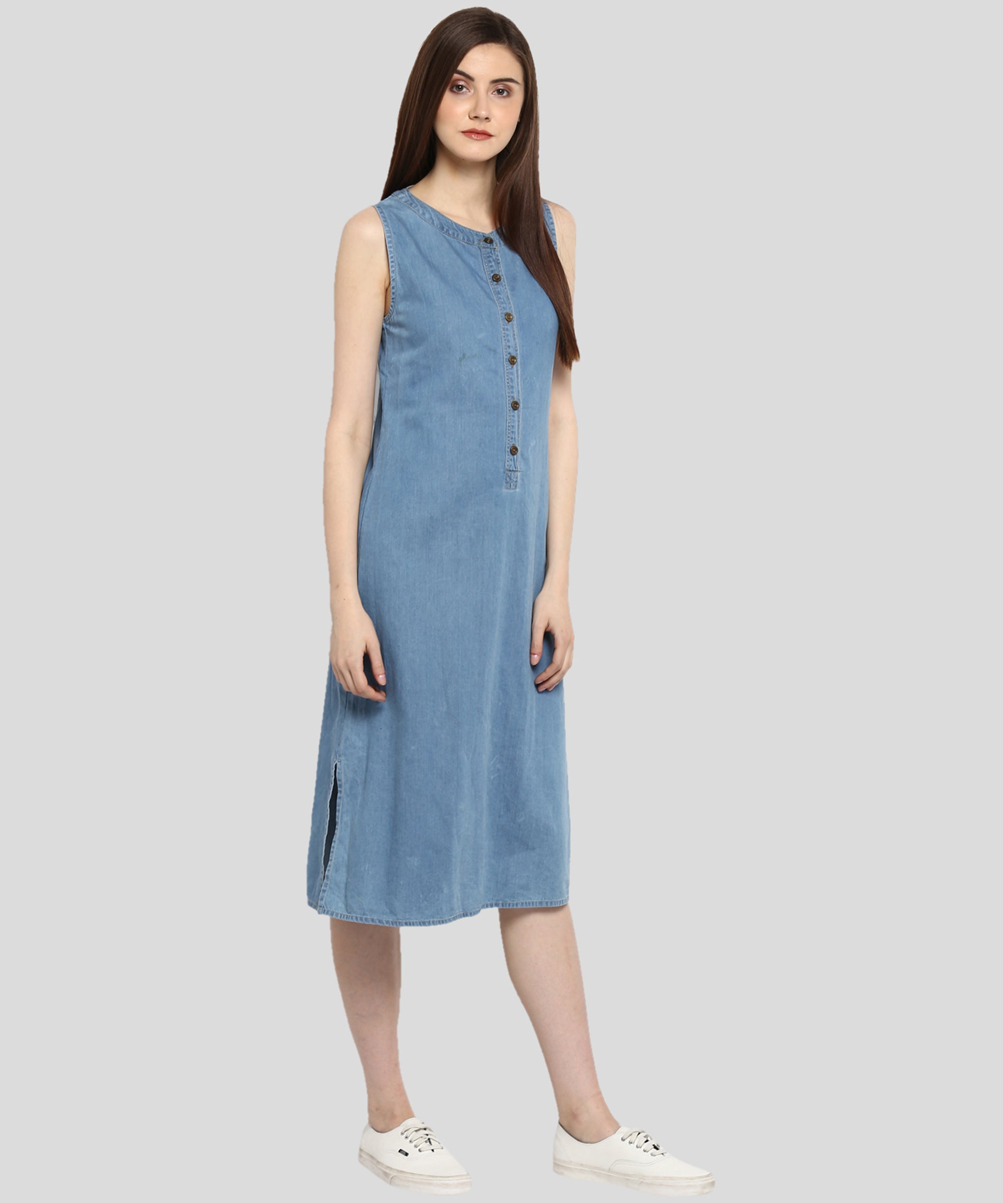 Women's Denim Mid Length dress - StyleStone