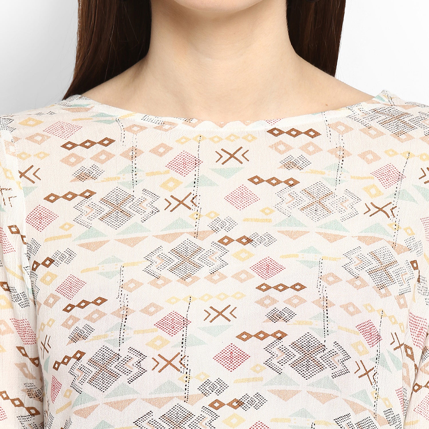 Women's Printed and Ombre Power Sleeve Top - StyleStone