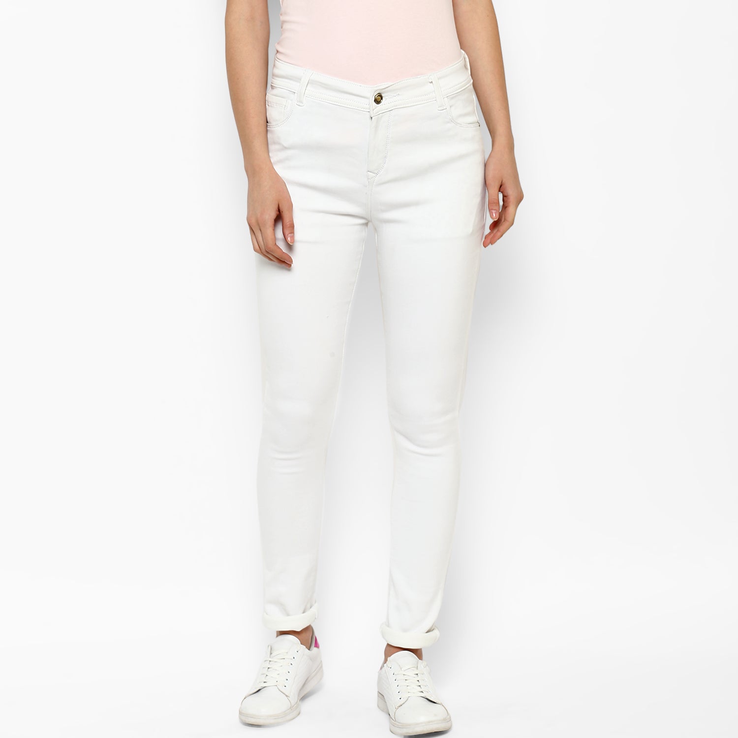 Women's Lycra Denim White Jeans - StyleStone