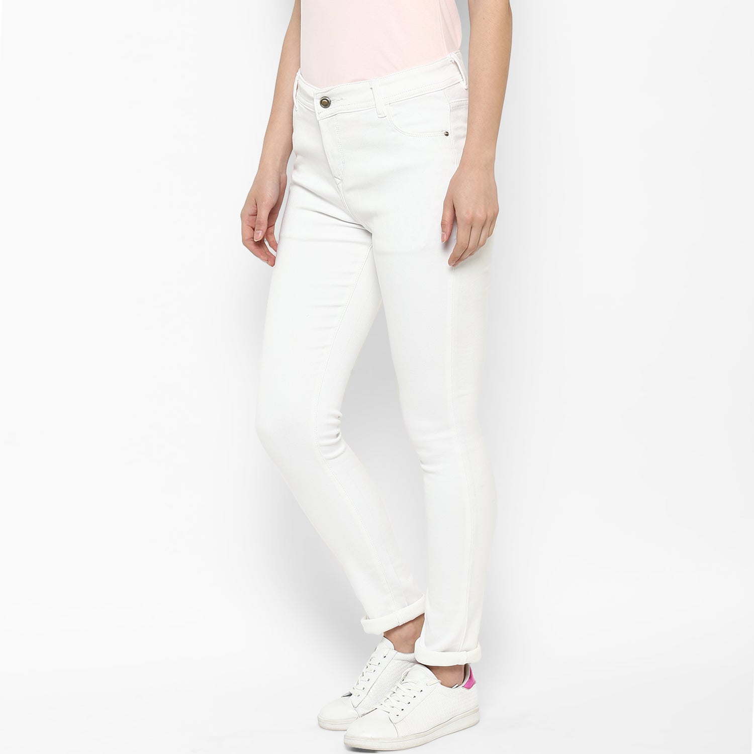 Women's Lycra Denim White Jeans - StyleStone