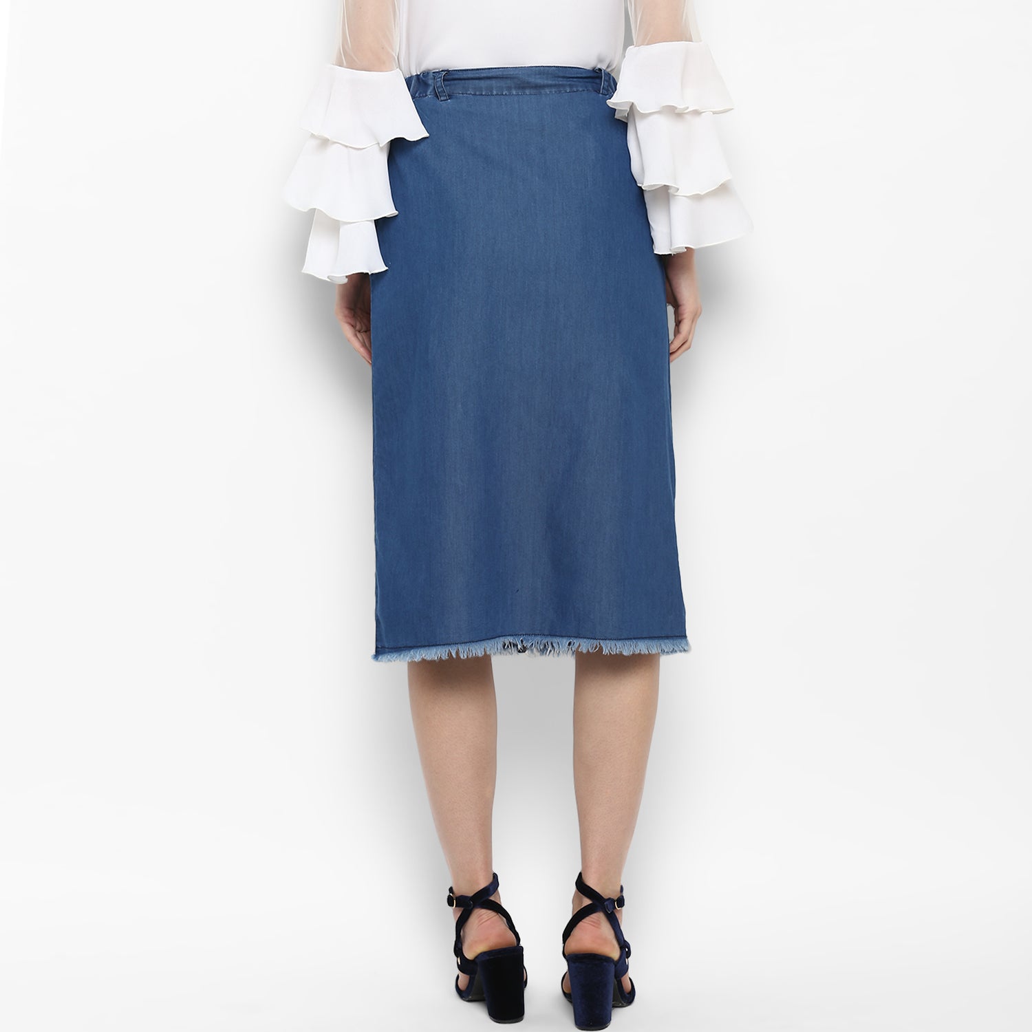 Women's Denim Skirt with Monkey Wash - StyleStone