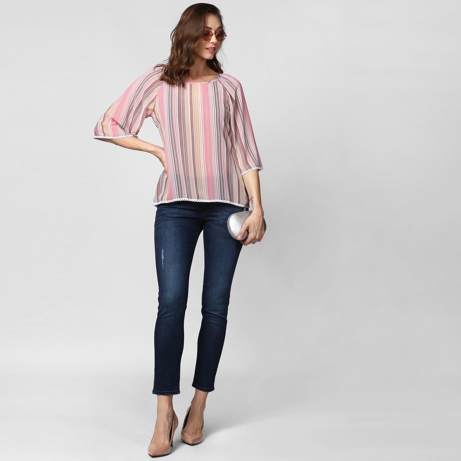 Women's Polyester Pink stripe Top - StyleStone
