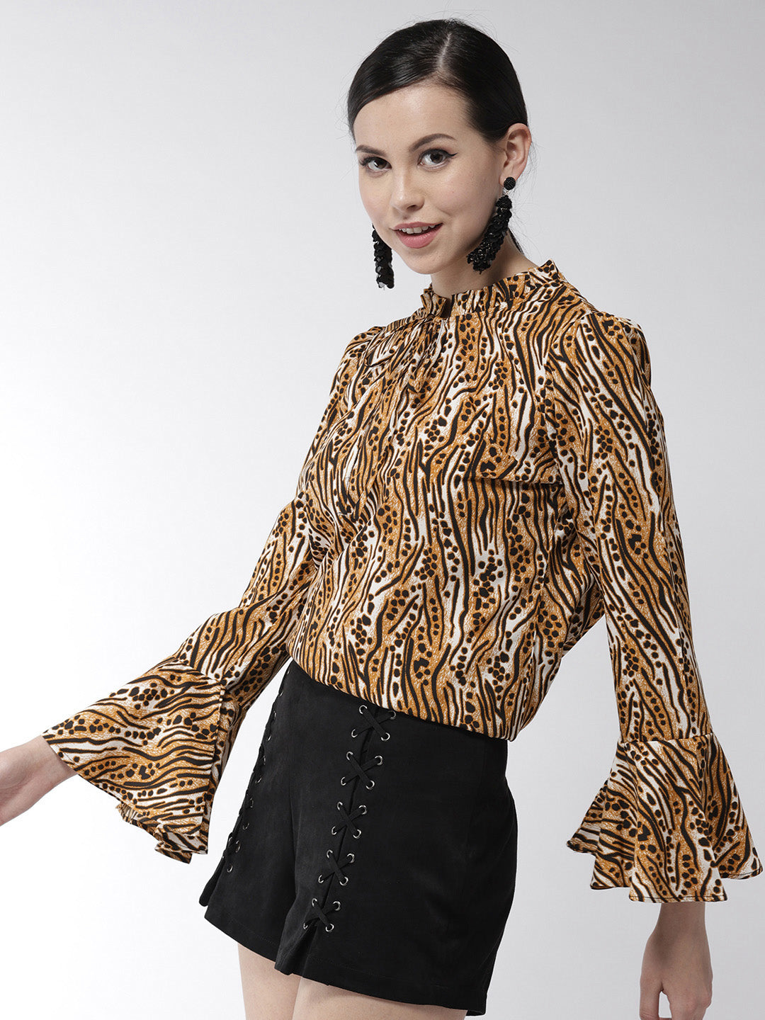 Women's Leopard Print Polyester Top - StyleStone