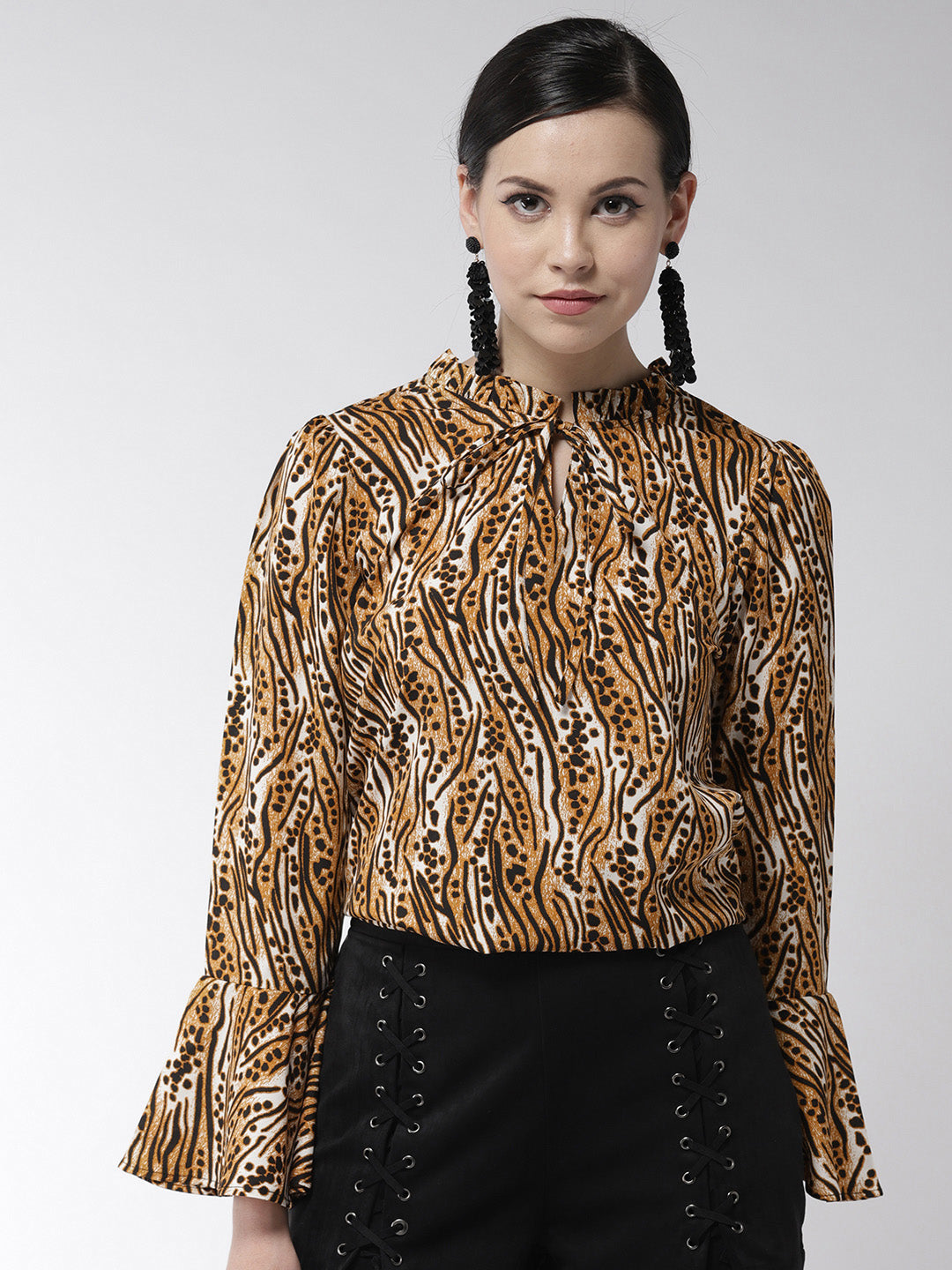 Women's Leopard Print Polyester Top - StyleStone