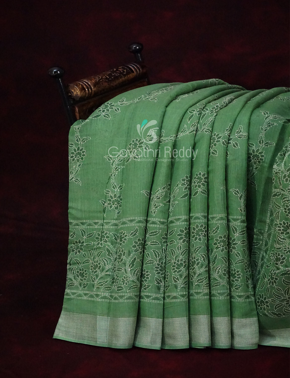 Women's Green Semi Chanderi Saree - Gayathri Sarees