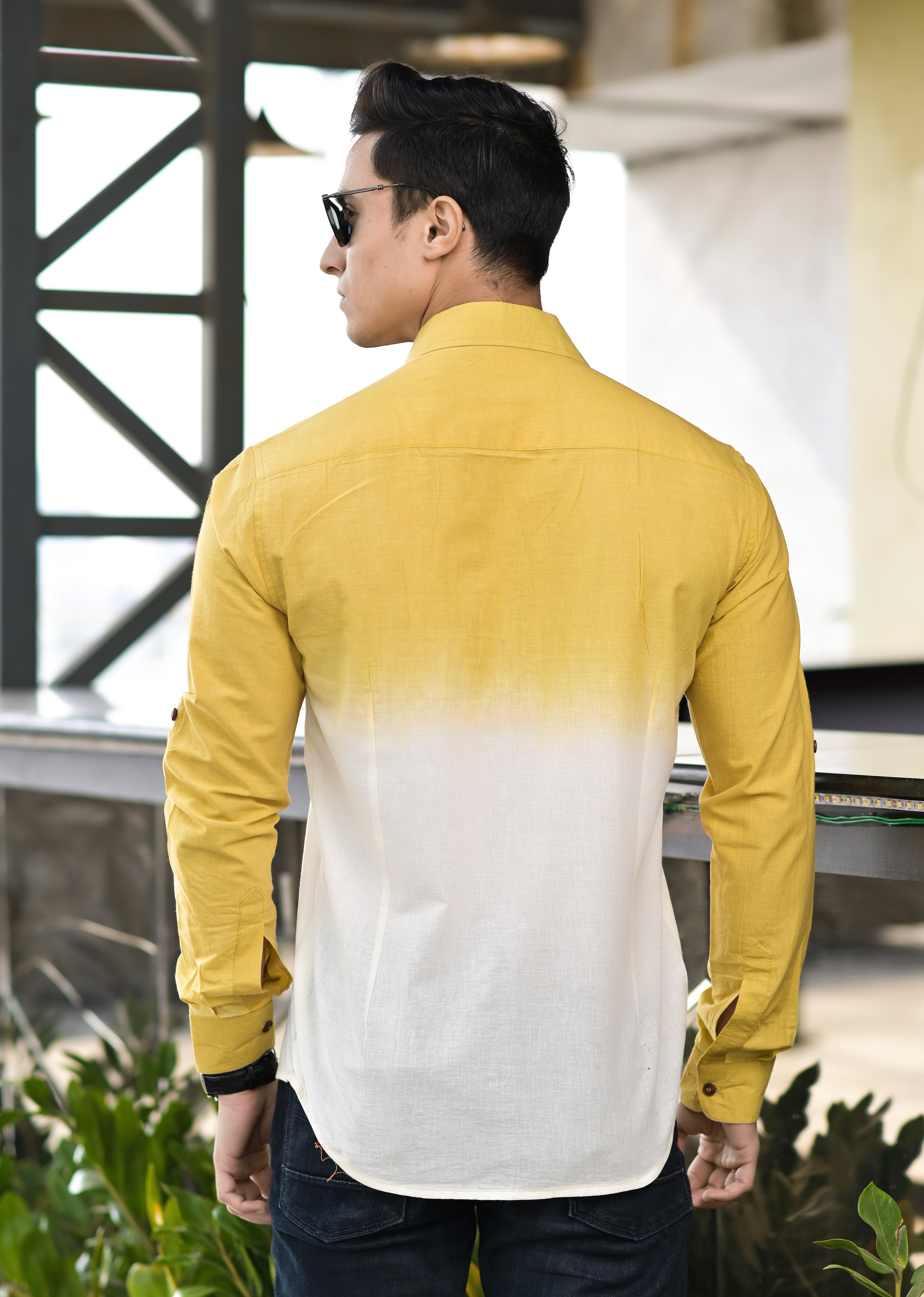 Men's Mustard Ombre Cotton Shirt - Hatheli