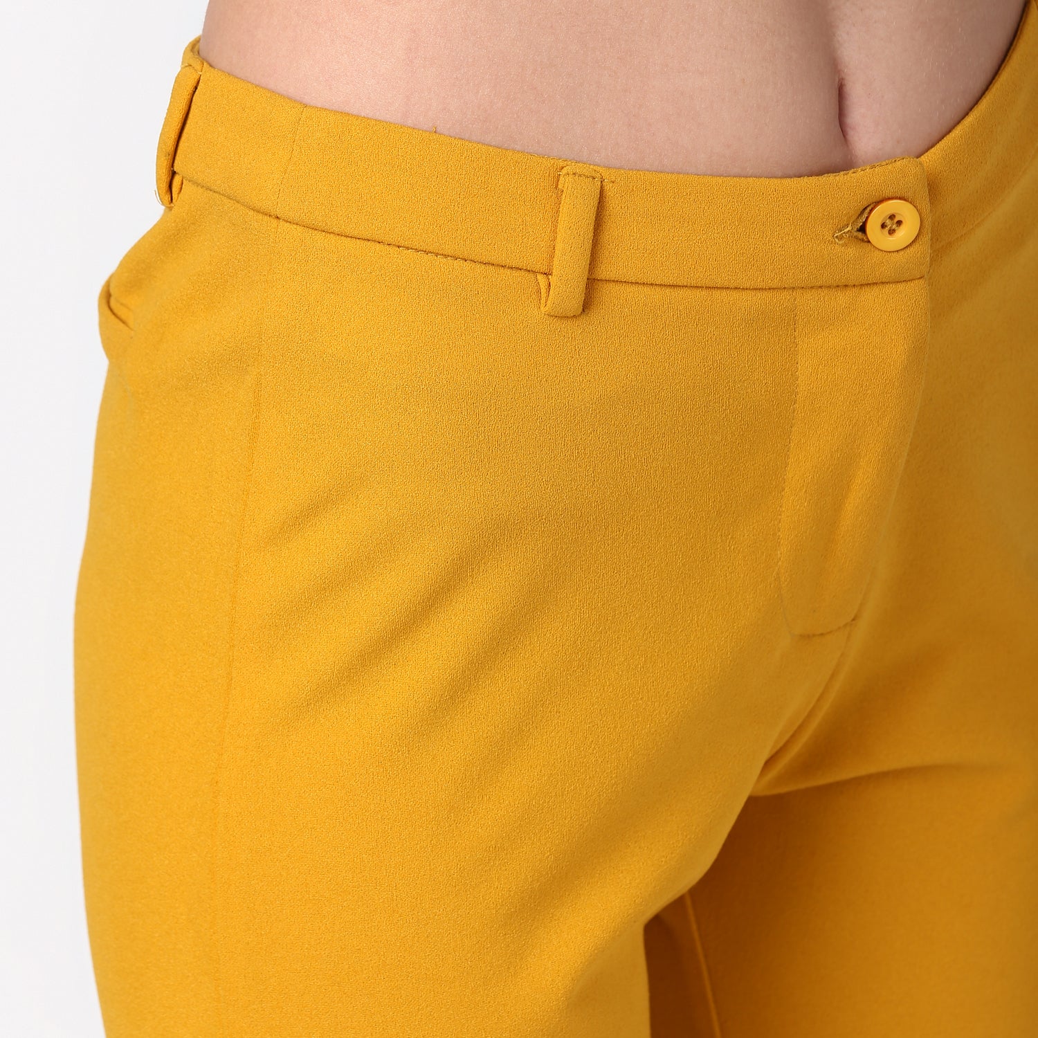 Women's Mustard Yellow Coordinated Peplum Top and Pants Set - StyleStone