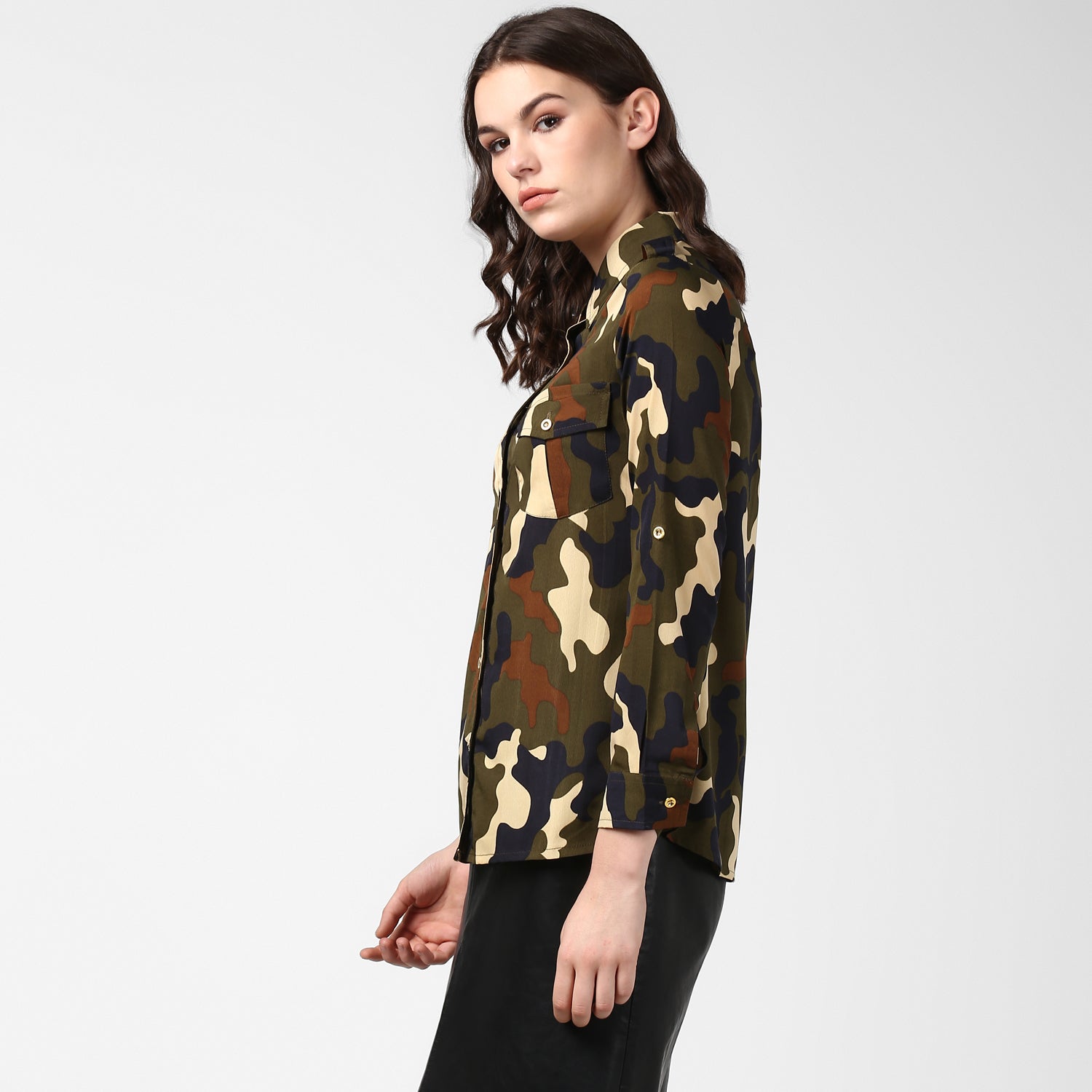 Women's Army Print Camouflage Print Shirt - StyleStone