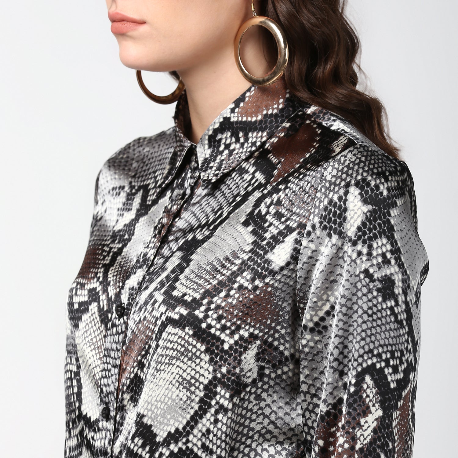 Women's Black and Grey Snake Skin Shirt - StyleStone