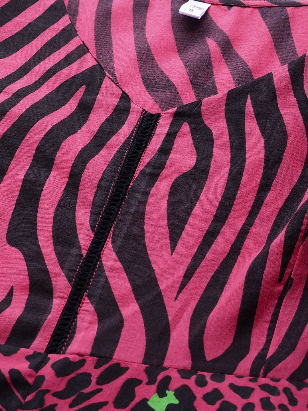 Women's  Pink & Black Animal Printed A-Line Dress - AKS