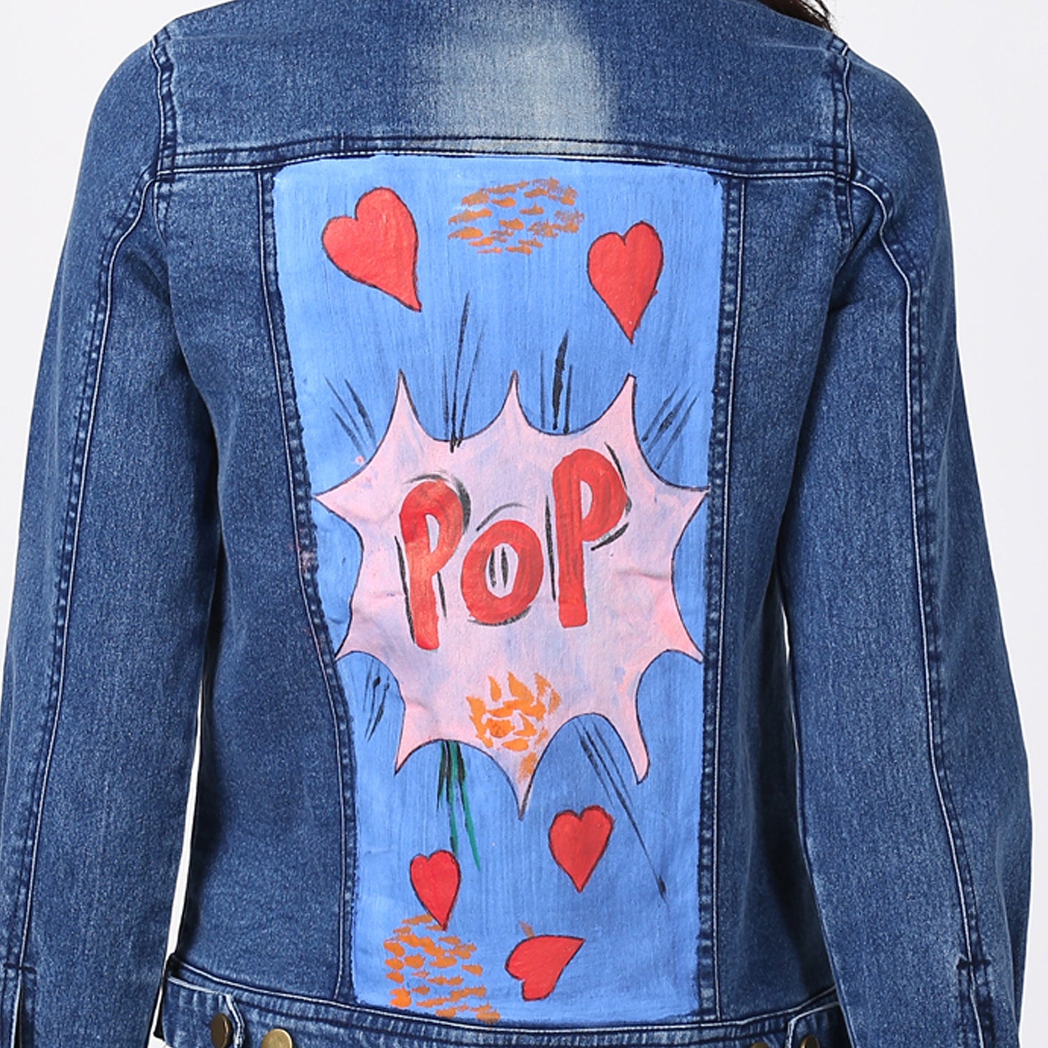 Women's Hand Painted Denim Jacket -Pop - StyleStone