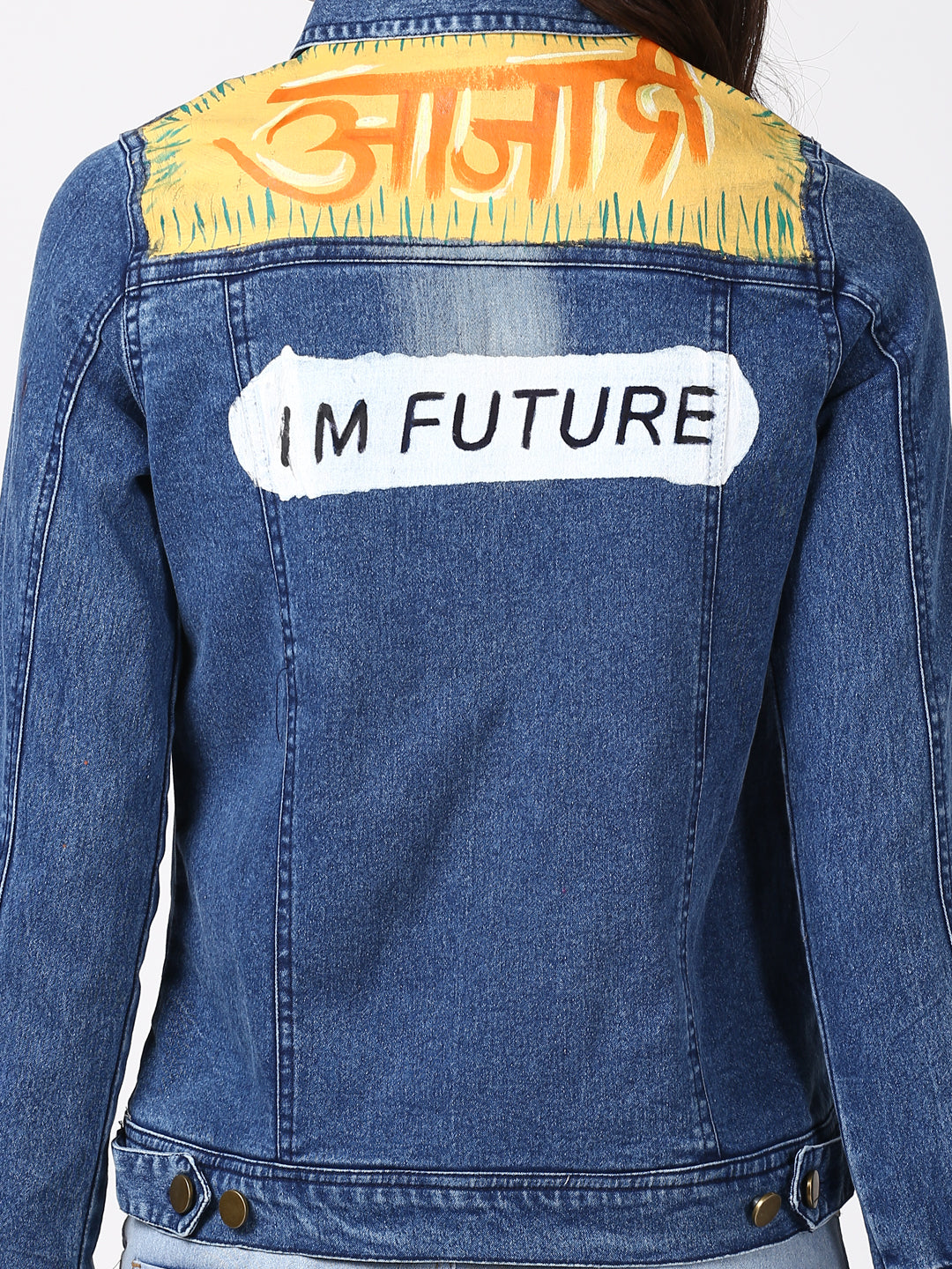 Women's Hand Painted Denim Jacket -Future - StyleStone