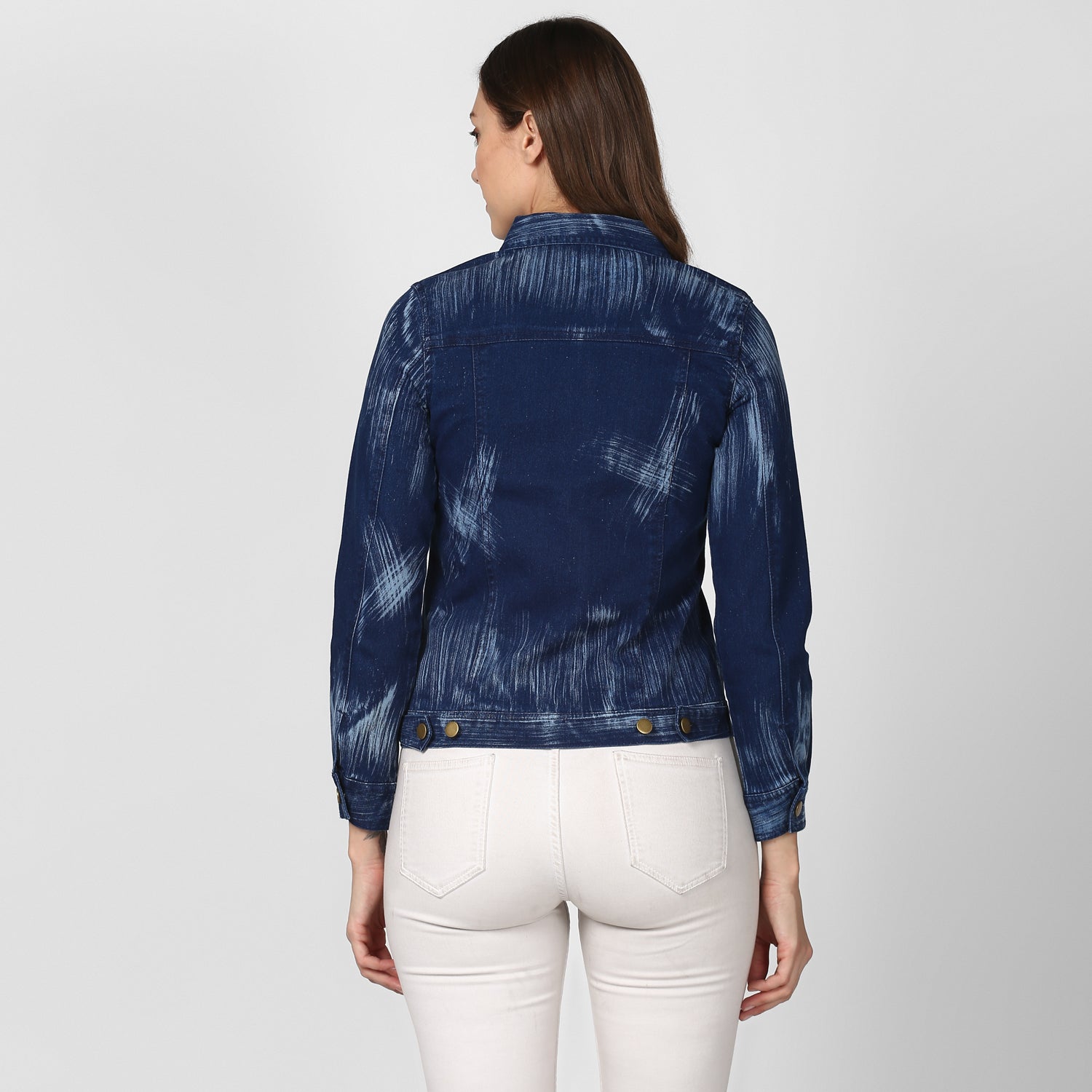 Women's Blue Denim Jacket with Washed effect - StyleStone
