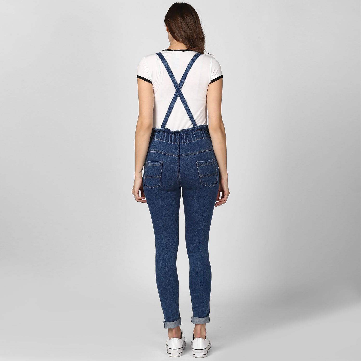 Women's Denim Pants with Pinafore straps - StyleStone