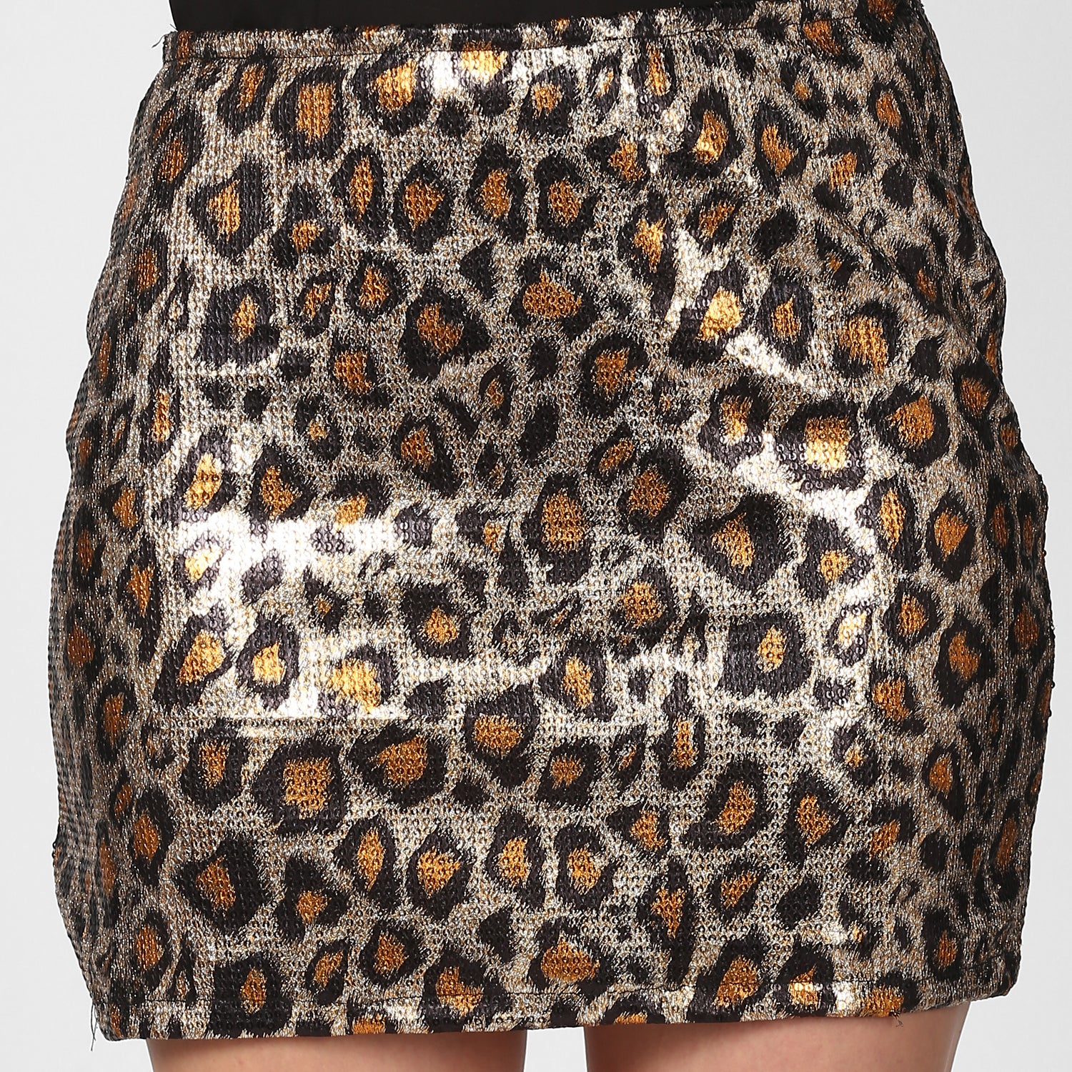 Women's Animal Print Sequin Mini Skirt - StyleStone