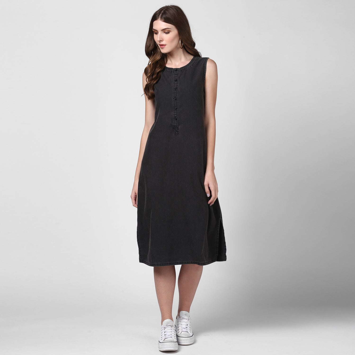 Women's Black Denim Dress - StyleStone