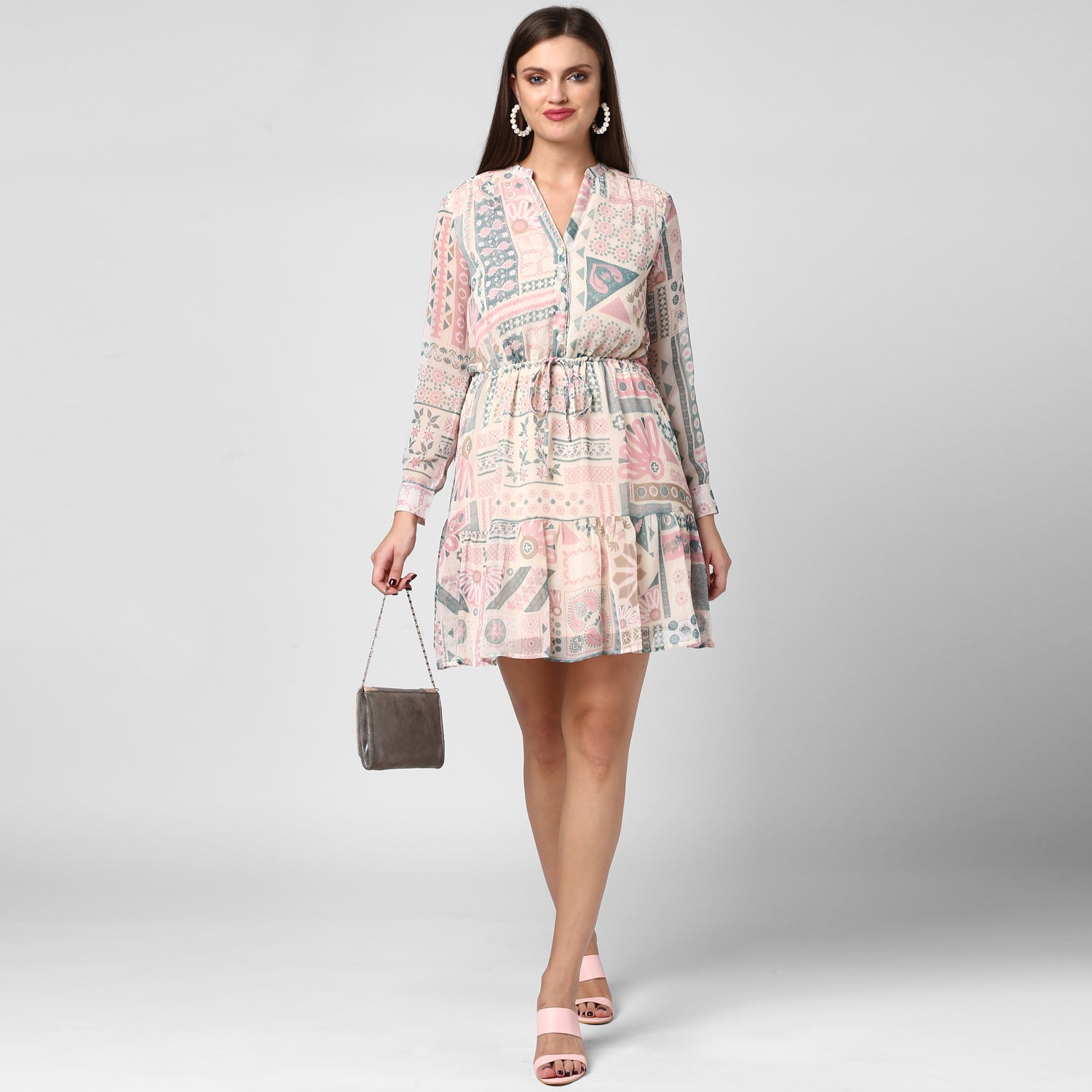 Women's Chiffon Dress with waist drawstring - StyleStone