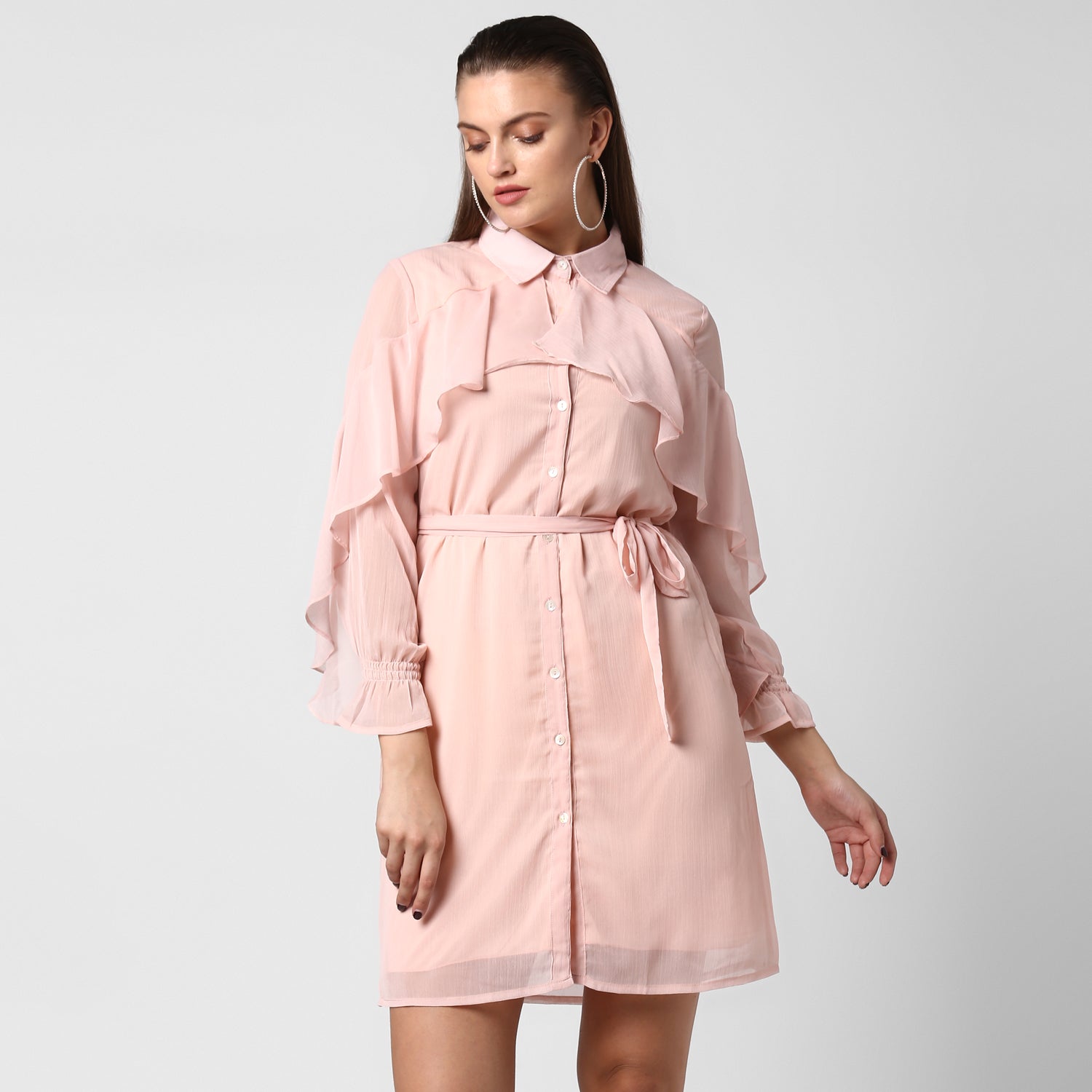 Women's Pink Chiffon Dress - StyleStone